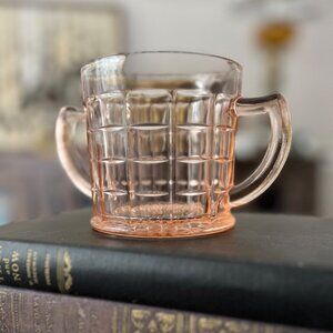 Vintage Hazel Atlas Pink Depression Glass Sugar Bowl